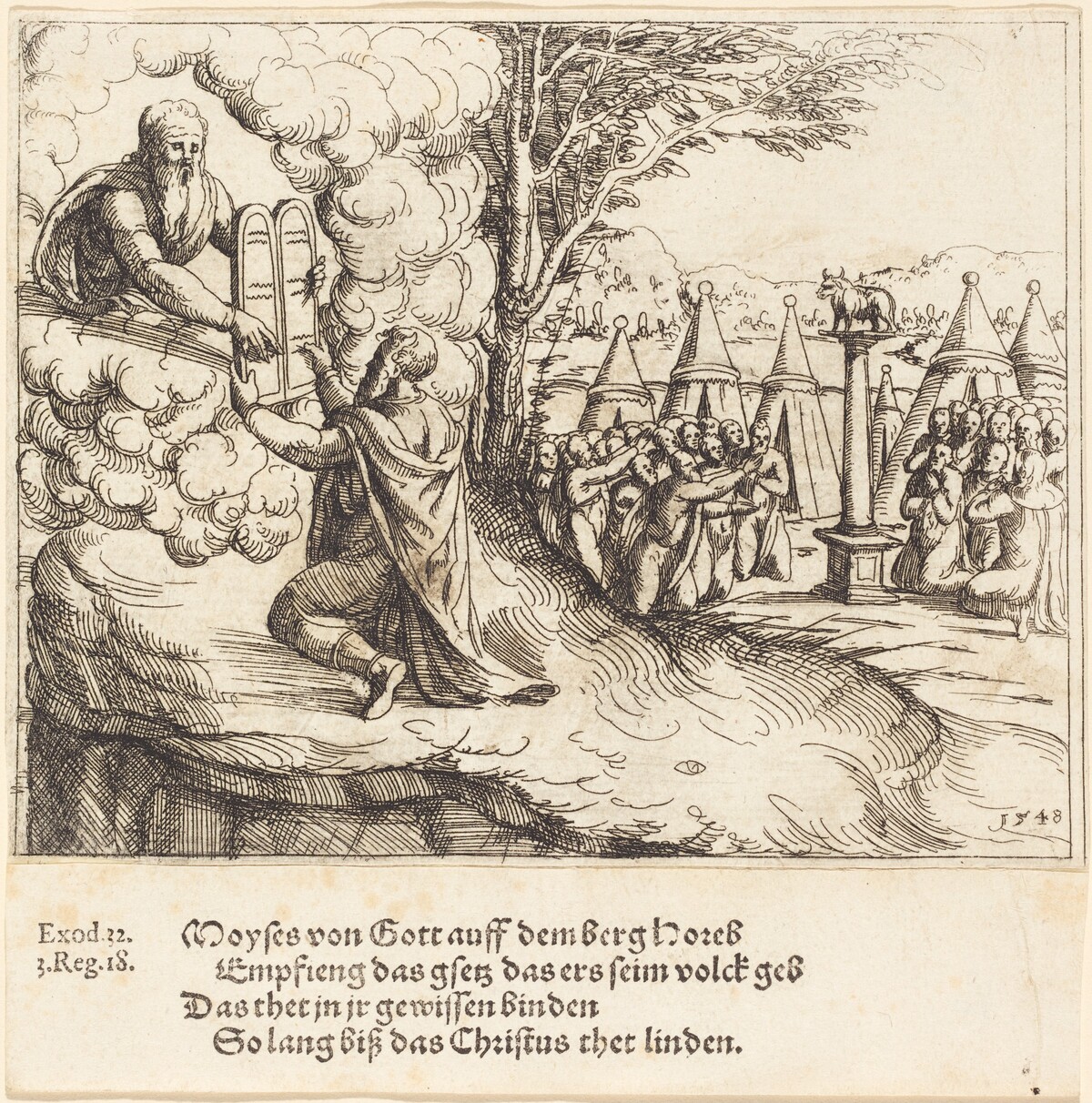 Moses Receiving the Tablets by Augustin Hirschvogel