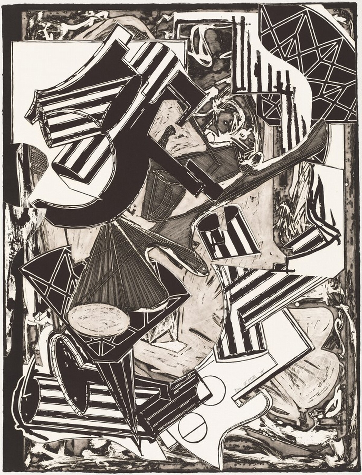 La penna di hu (black and white) by Frank Stella