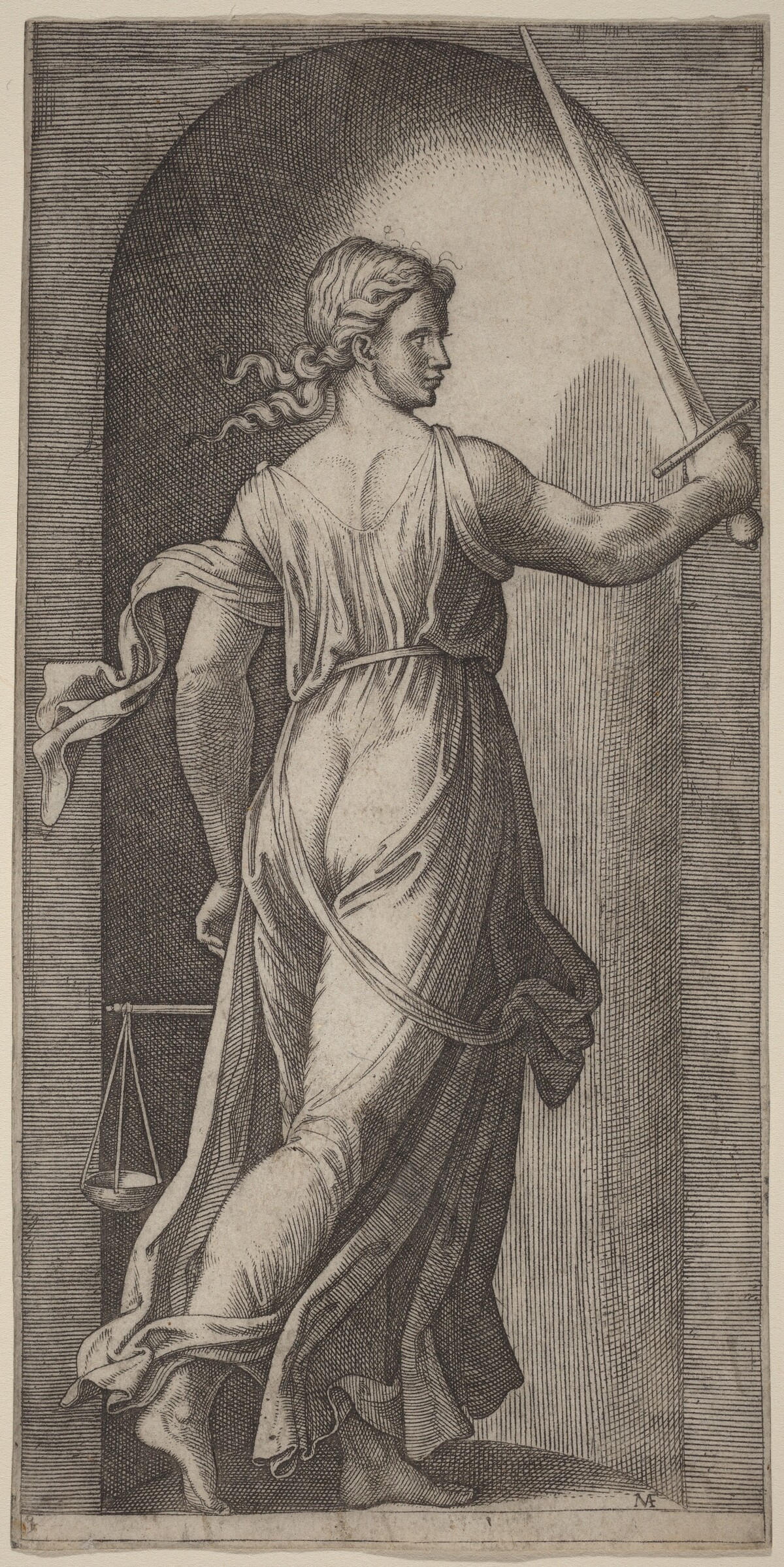 Justice by Marcantonio Raimondi after Raphael