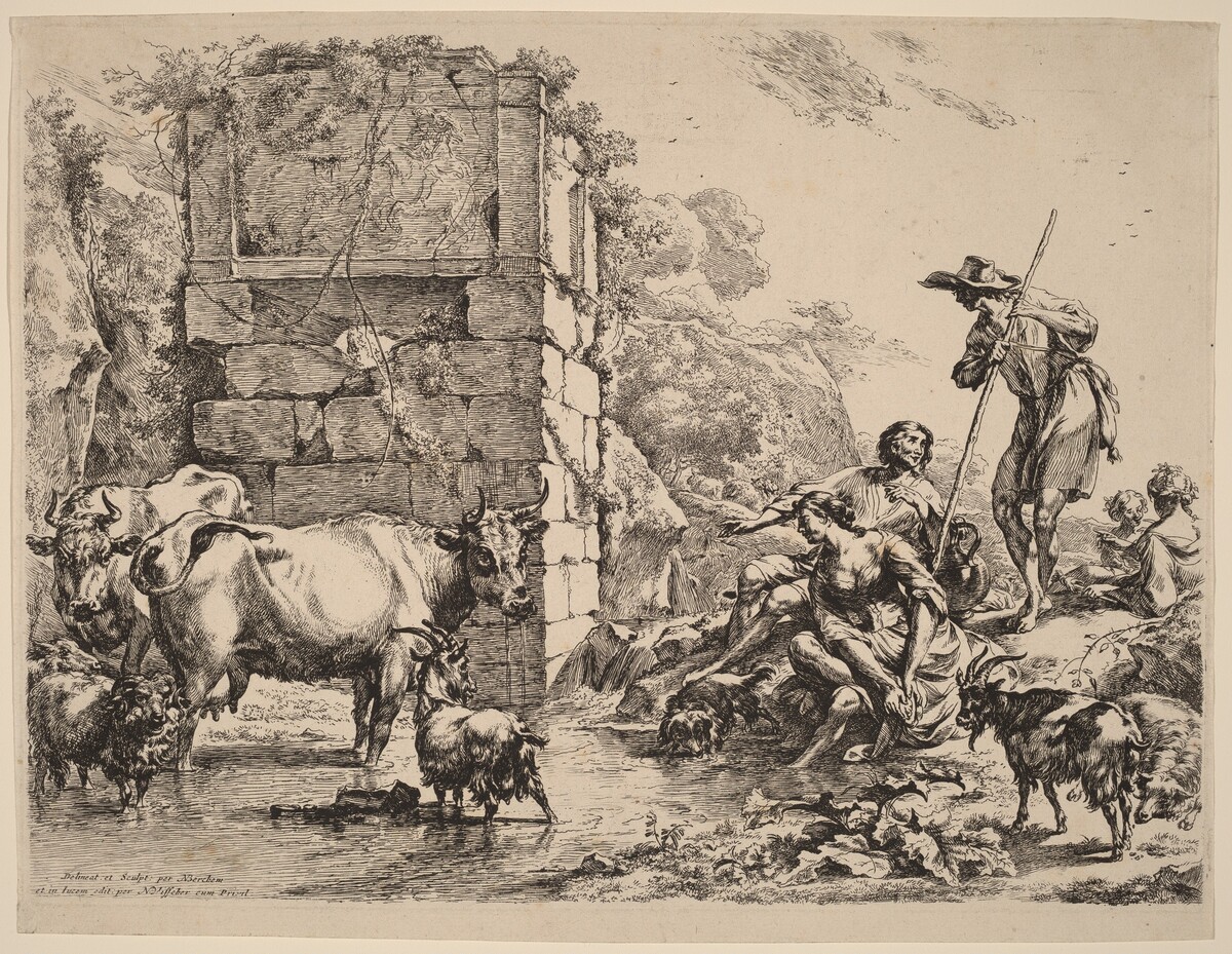 Cow Drinking by Nicolaes Pietersz Berchem