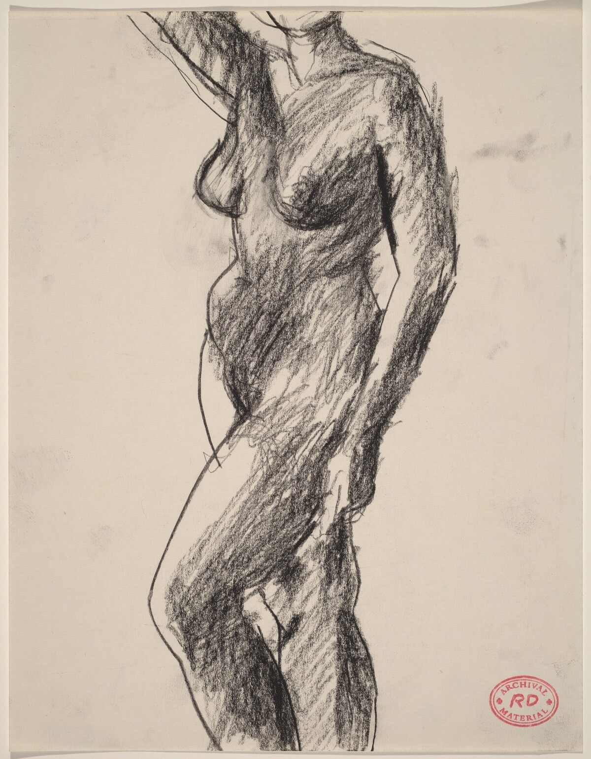 Untitled [standing nude raising her right arm] by Richard Diebenkorn