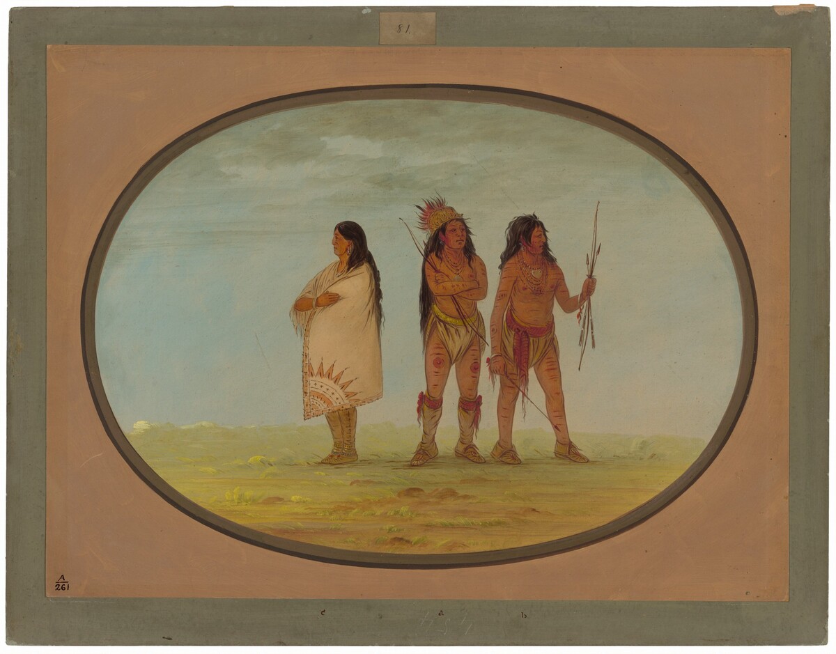 Three Navaho Indians by George Catlin