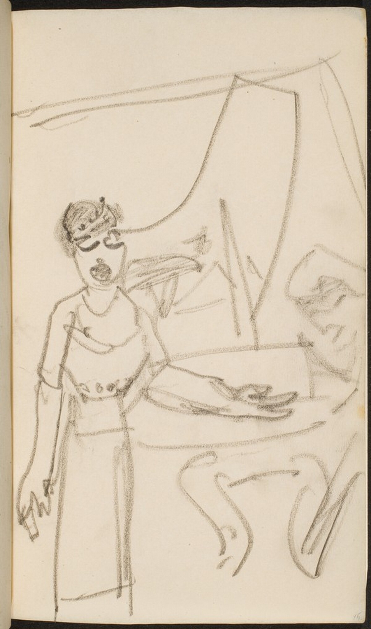 Sängerin vor Flügel (Woman at Piano, Singing) [p. 15] by Max Beckmann