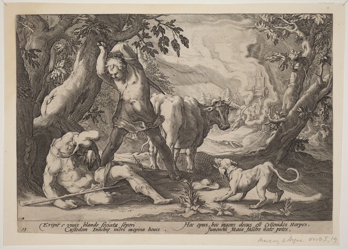 Landscape with Mercury Raising His Sword to Kill a Sleeping Argus by Workshop of Hendrick Goltzius, after Hendrick Goltzius
