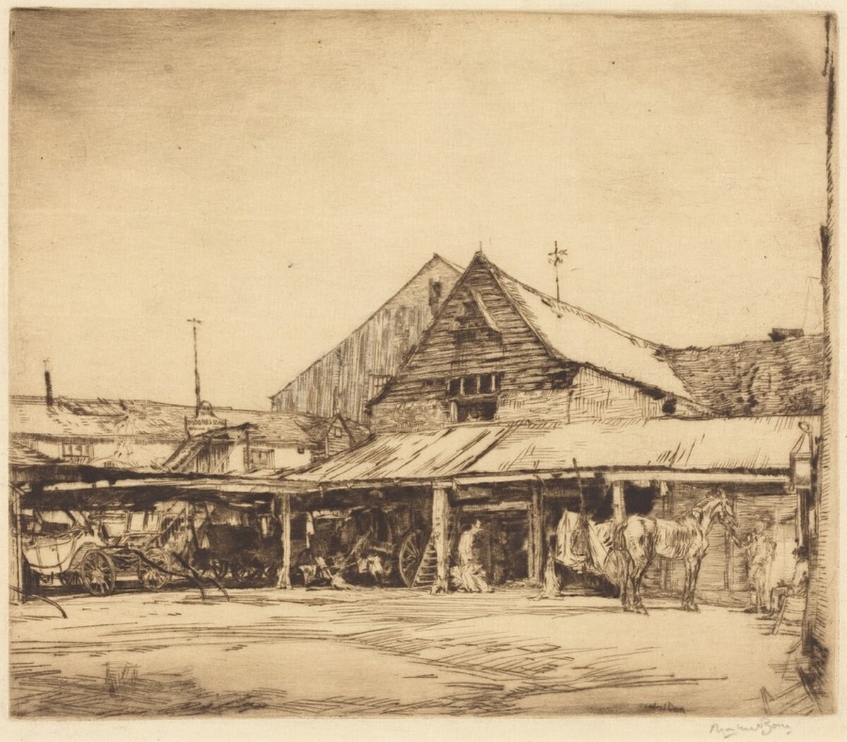 Moore's Yard, Cambridge by Muirhead Bone