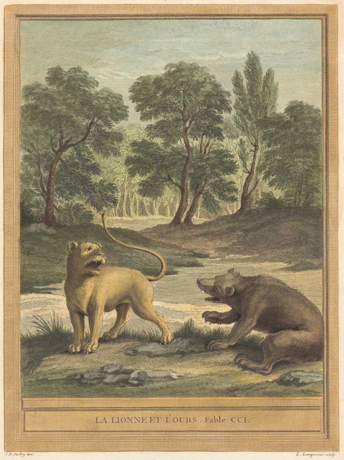 La lionne et l'ours (The Lion and the Bear) by Louis-Simon Lempereur after Jean-Baptiste Oudry