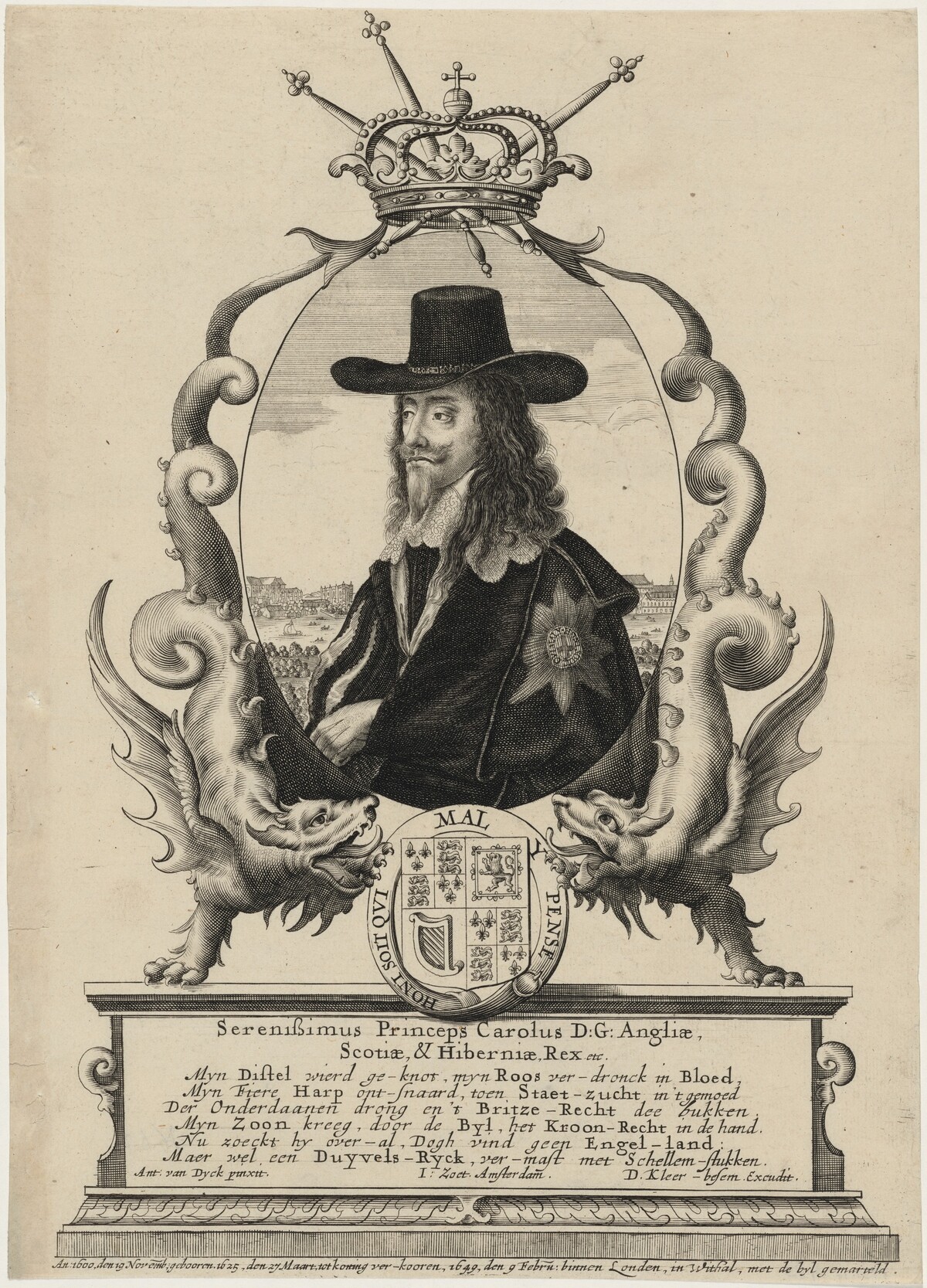 Charles I in a Border of Dragons by after Sir Anthony van Dyck