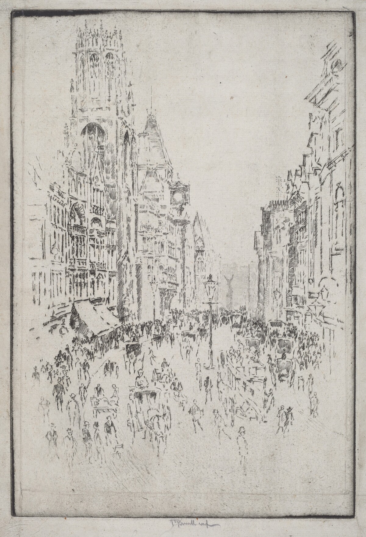 St. Dunstan's, Fleet Street by Joseph Pennell