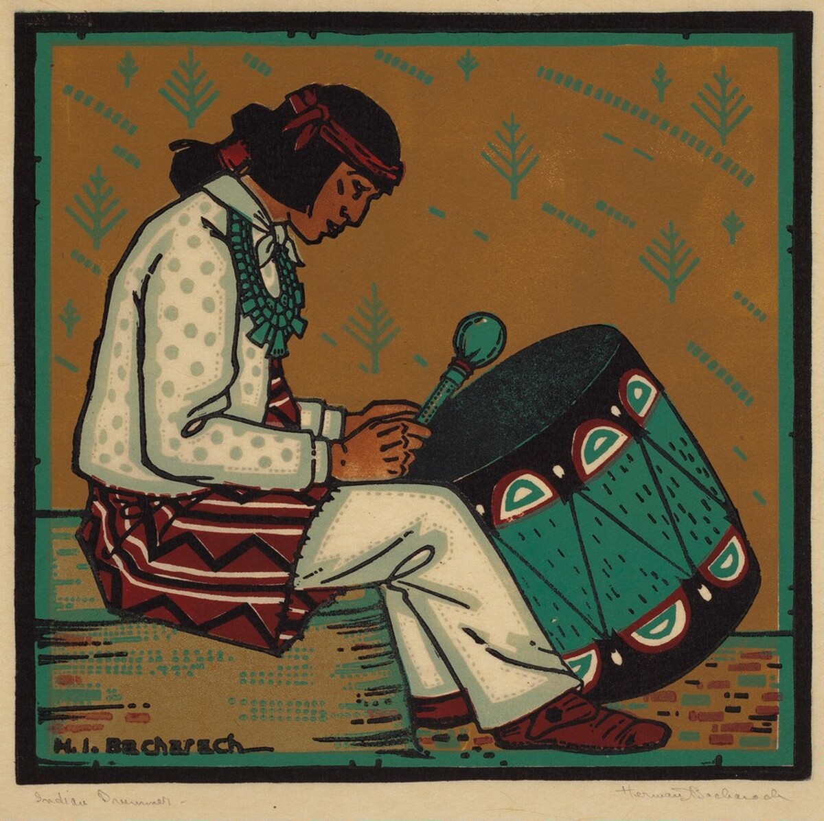 Indian Drummer by Herman Ilfeld Bacharach