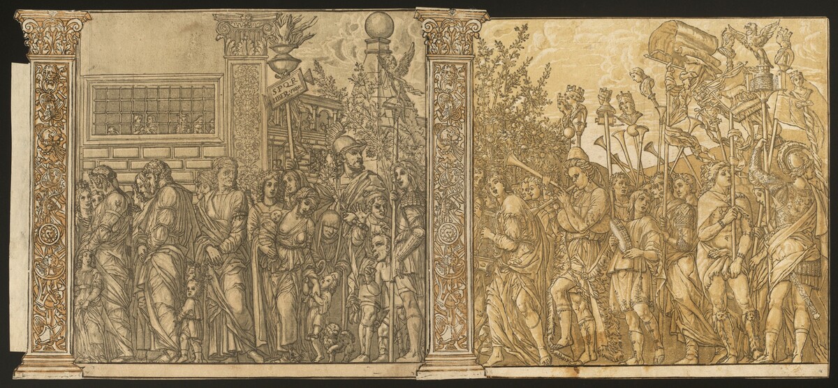 The Triumph of Julius Caesar [no.7 and 8 plus 2 columns] by Andrea Andreani after Andrea Mantegna