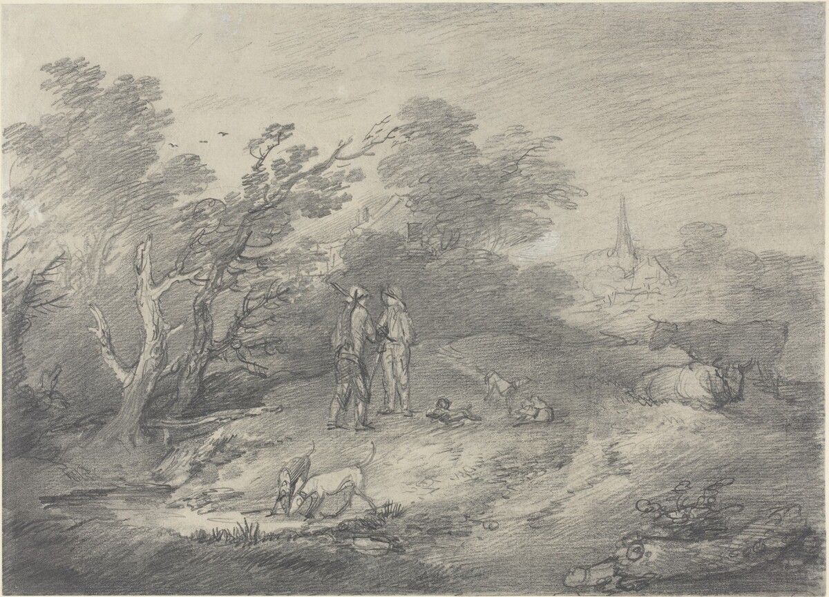 Woods Near a Village with Rabbit Catchers and Their Greyhounds by Thomas Gainsborough