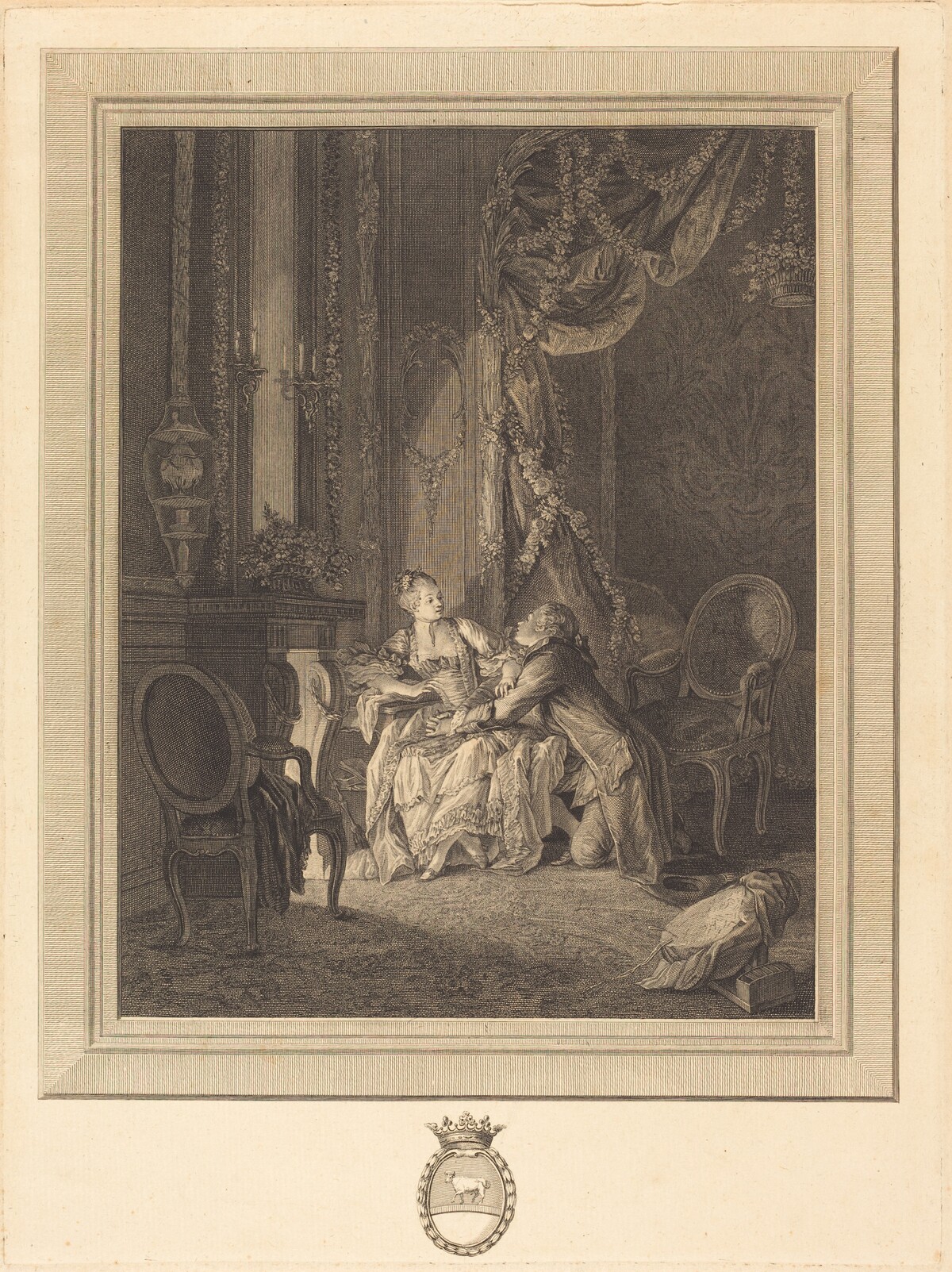 Le danger du tete-a-tete by Jean-Baptiste Blaise Simonet after Pierre-Antoine Baudouin