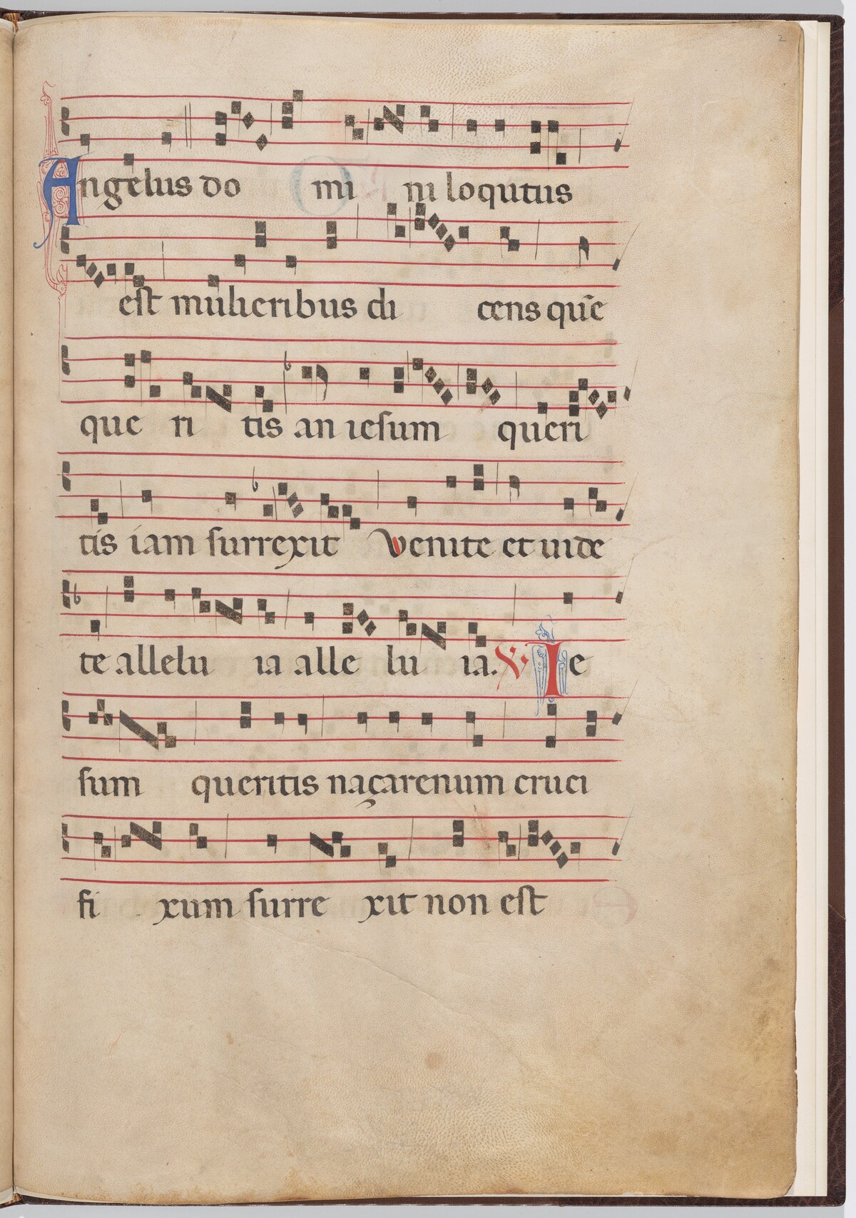 Leaf 2 from an antiphonal fragment by Italian 13th Century