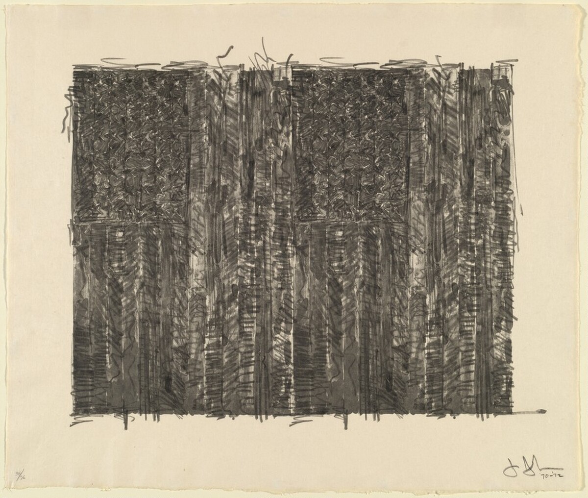 Two Flags (Gray) by Jasper Johns