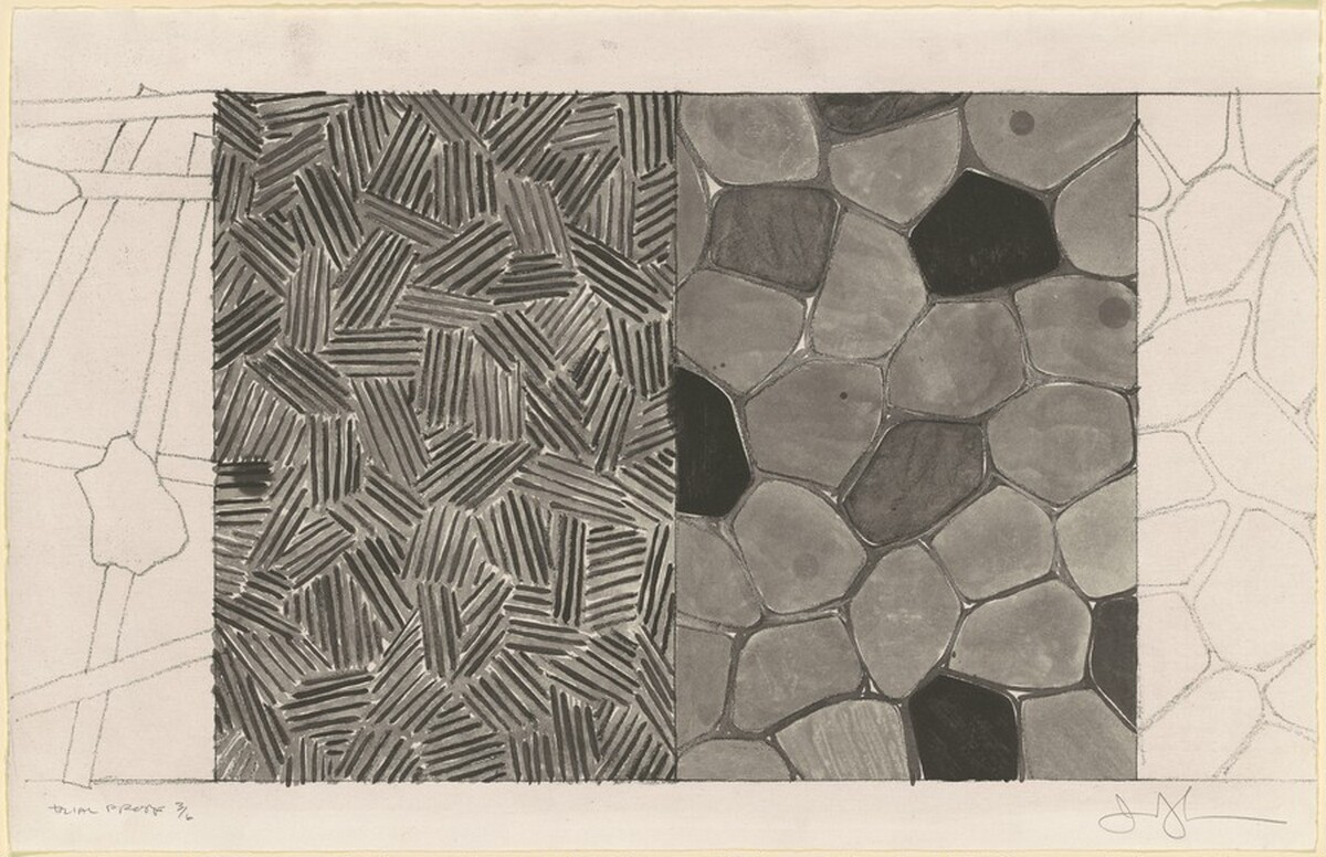 Hatching and Flagstones [trial proof 3] by Jasper Johns