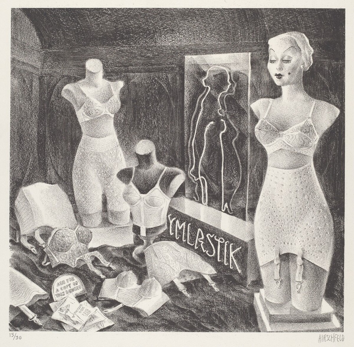 Corset Shop by Albert Hirschfeld