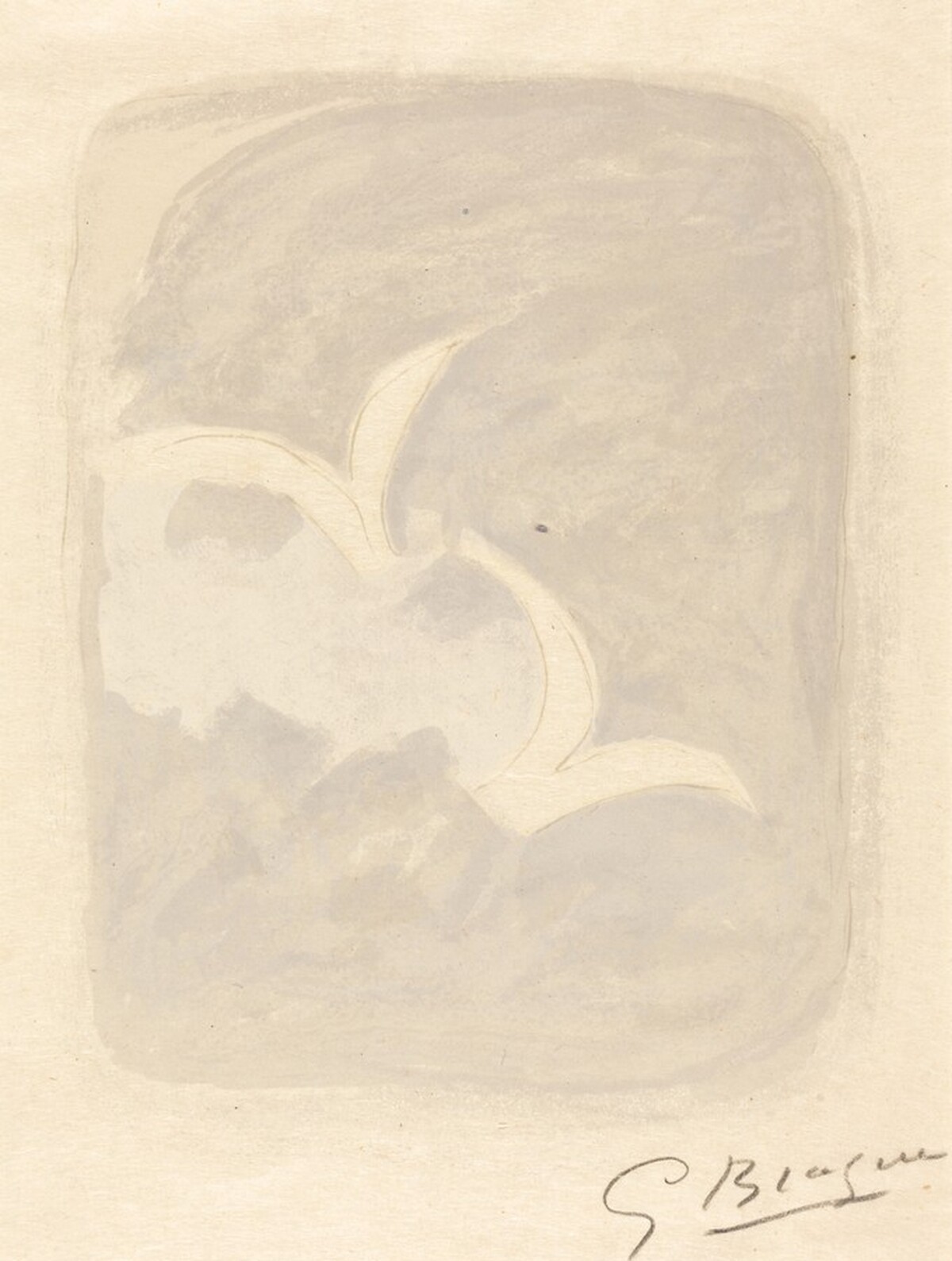 Two White Birds on a Gray Ground by Georges Braque