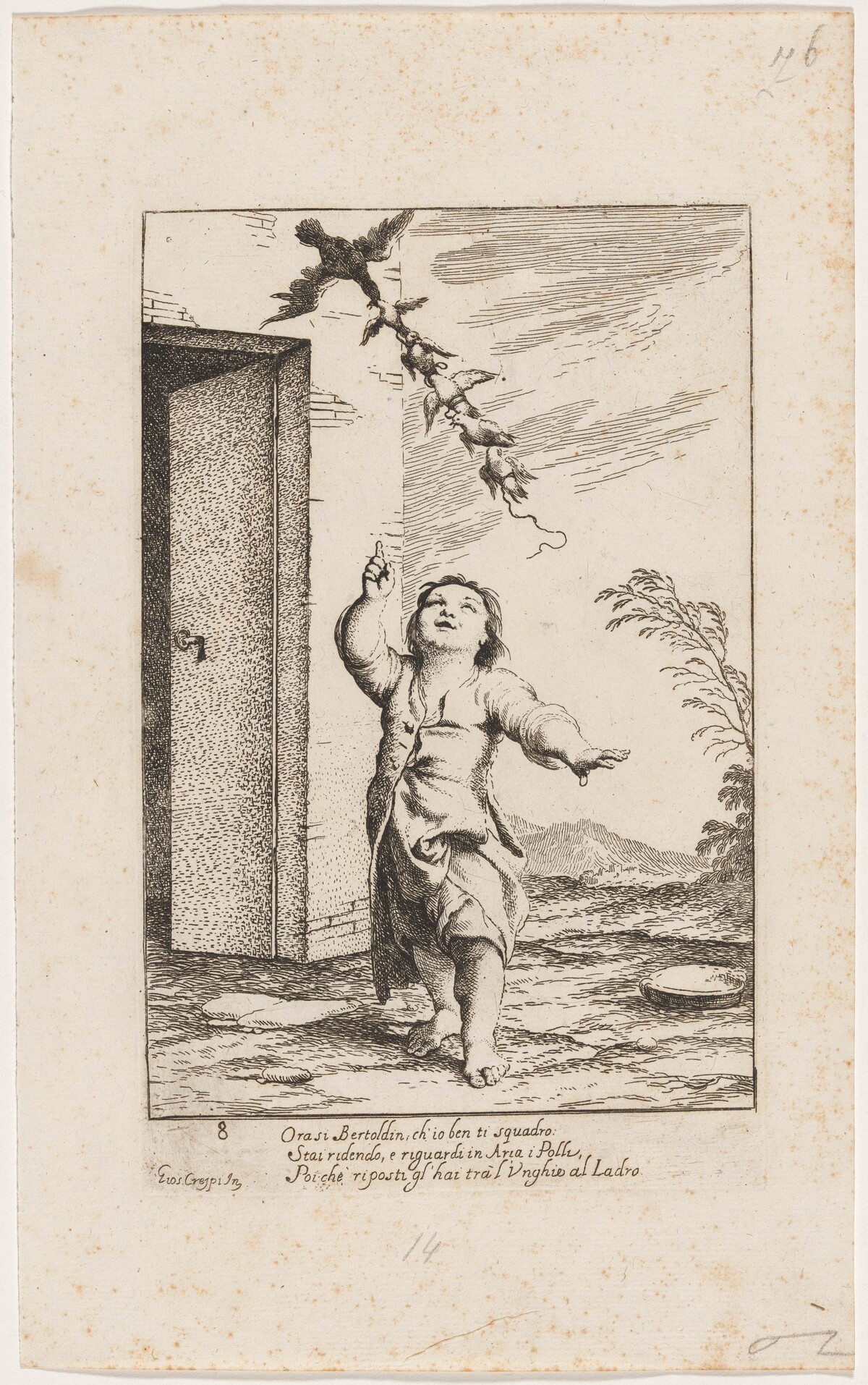 Bertoldino with the Birds Carried Away By the Kite by Giuseppe Maria Crespi and Ludovico Mattioli