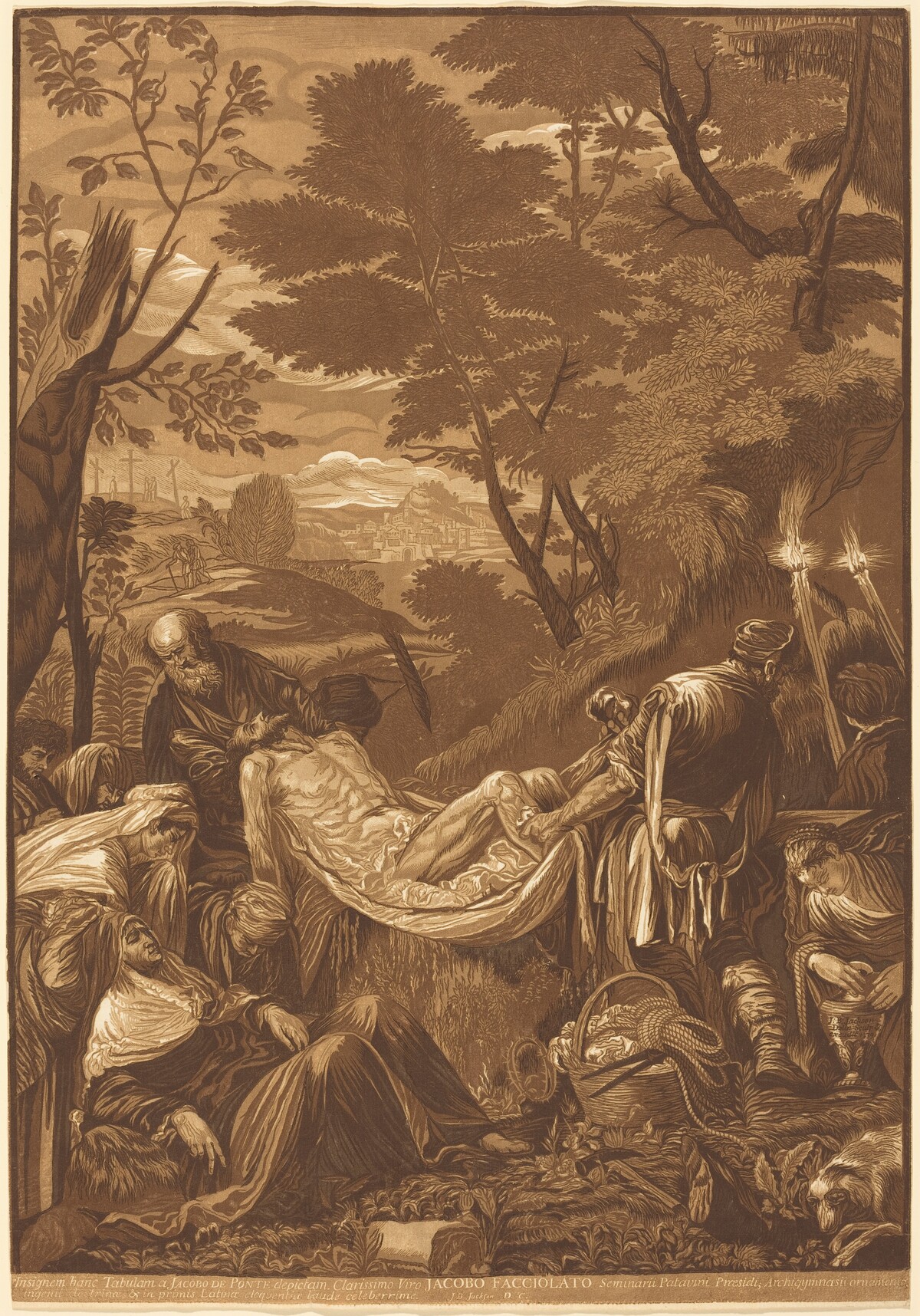 The Entombment by John Baptist Jackson after Jacopo Bassano