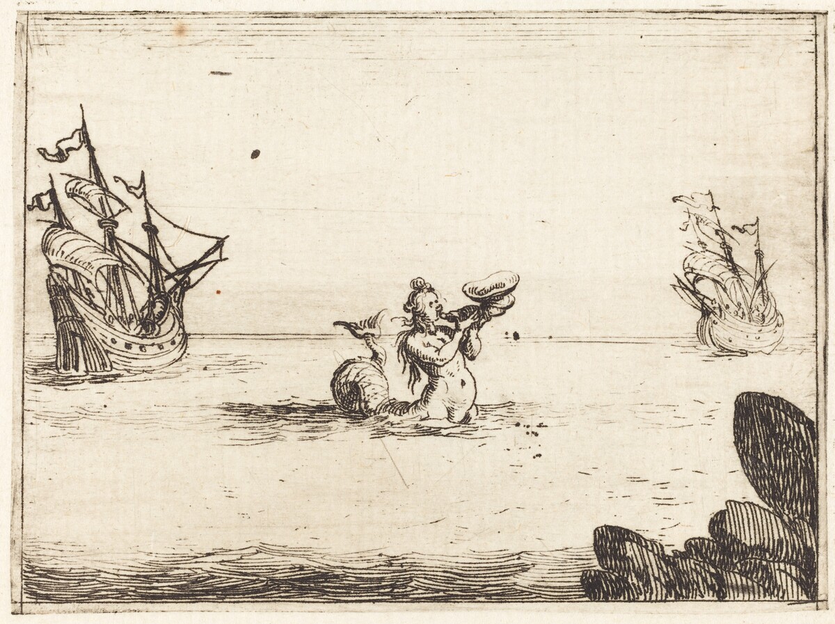 Siren between Two Ships by Jacques Callot