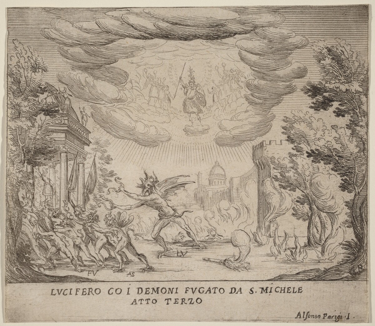 Lucifer and Demons Fleeing Saint Michael by Alfonso Parigi II