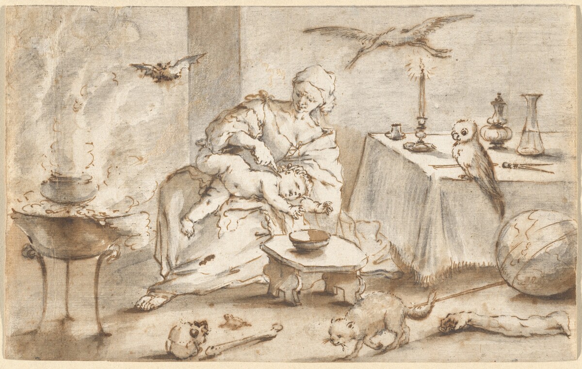 Scene of Witchcraft by Domenico Guidobono