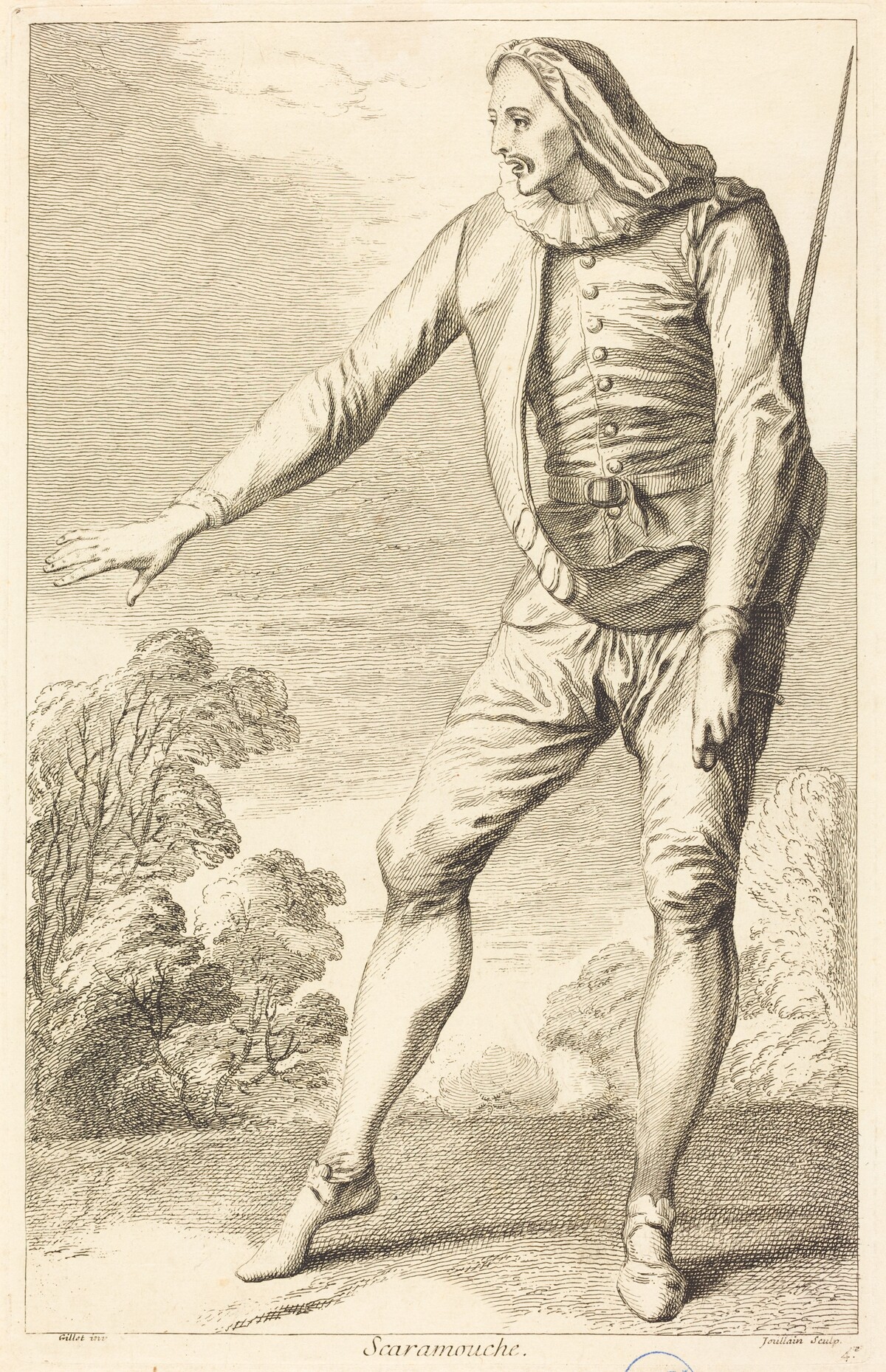 Scaramouche by François Joullain after Claude Gillot