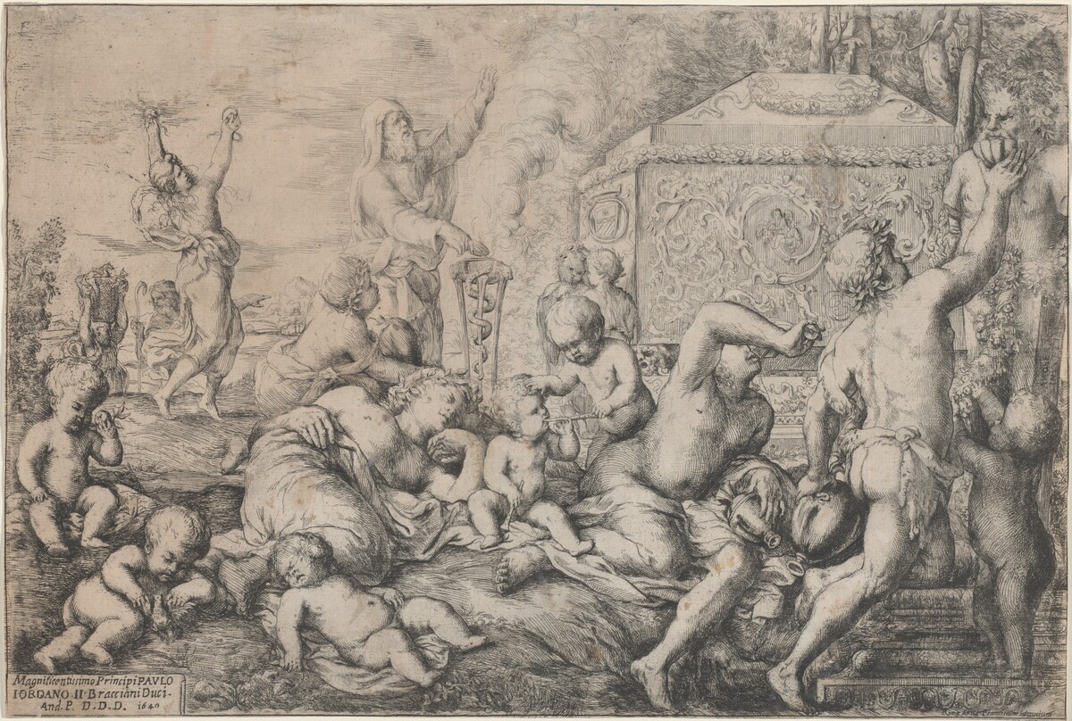 Bacchanal with Altar, Faun, and Silenus by Giovanni Andrea Podesta