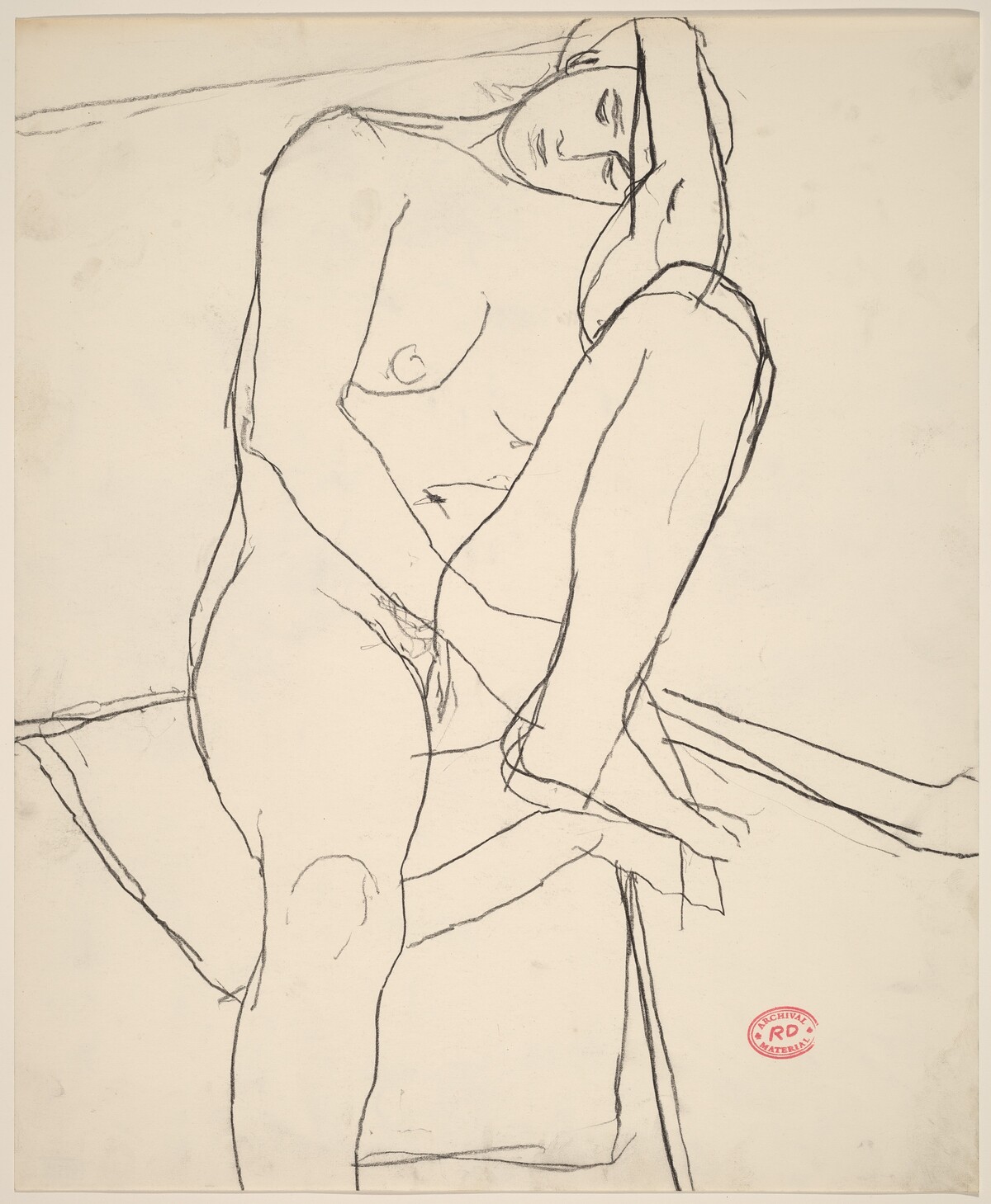 Untitled [seated nude leaning on her left leg] by Richard Diebenkorn