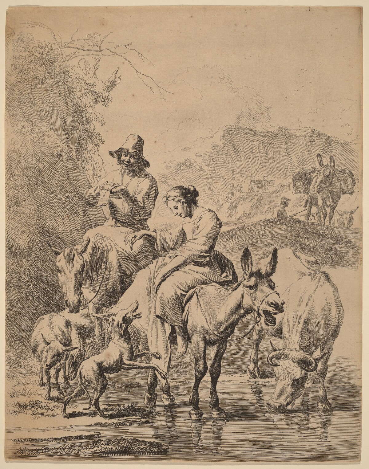 Shepherdess on a Donkey by Nicolaes Pietersz Berchem