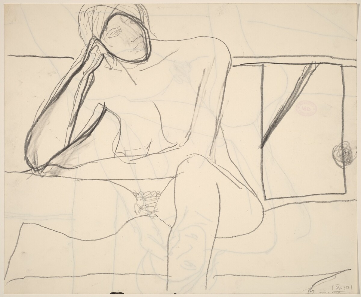 Untitled [seated nude resting her head upon her right hand] [verso] by Richard Diebenkorn