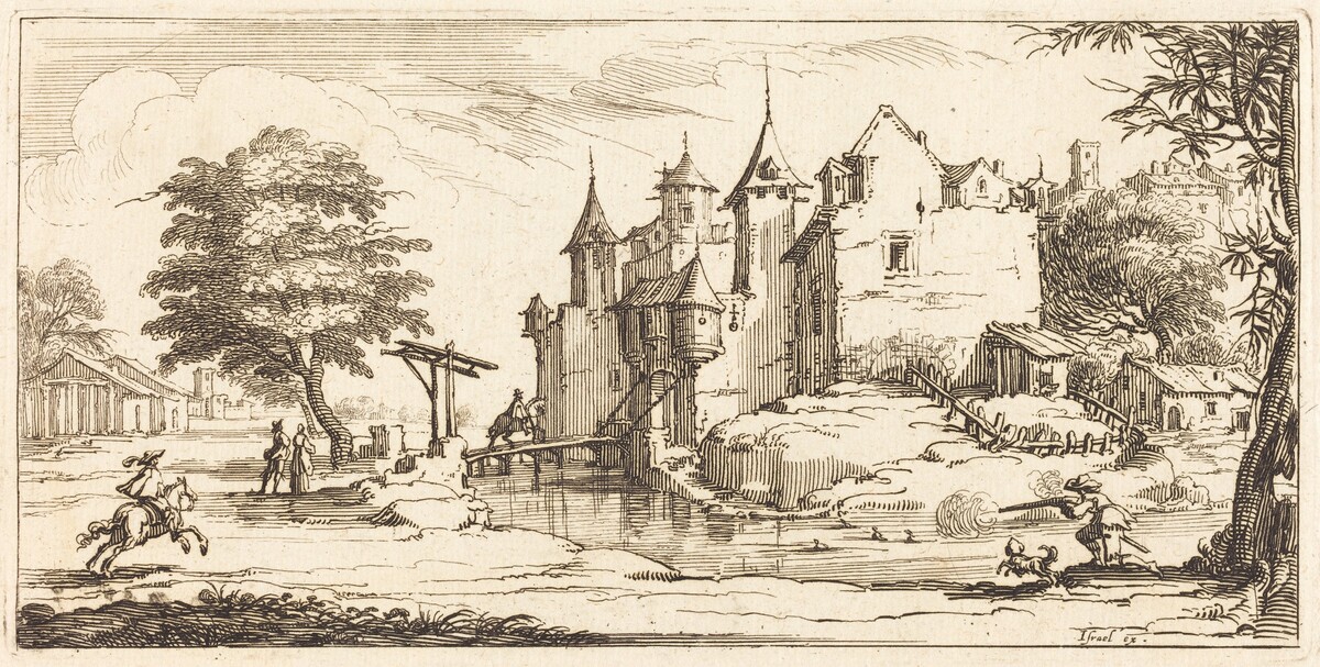Chateau with a Drawbridge by after Jacques Callot