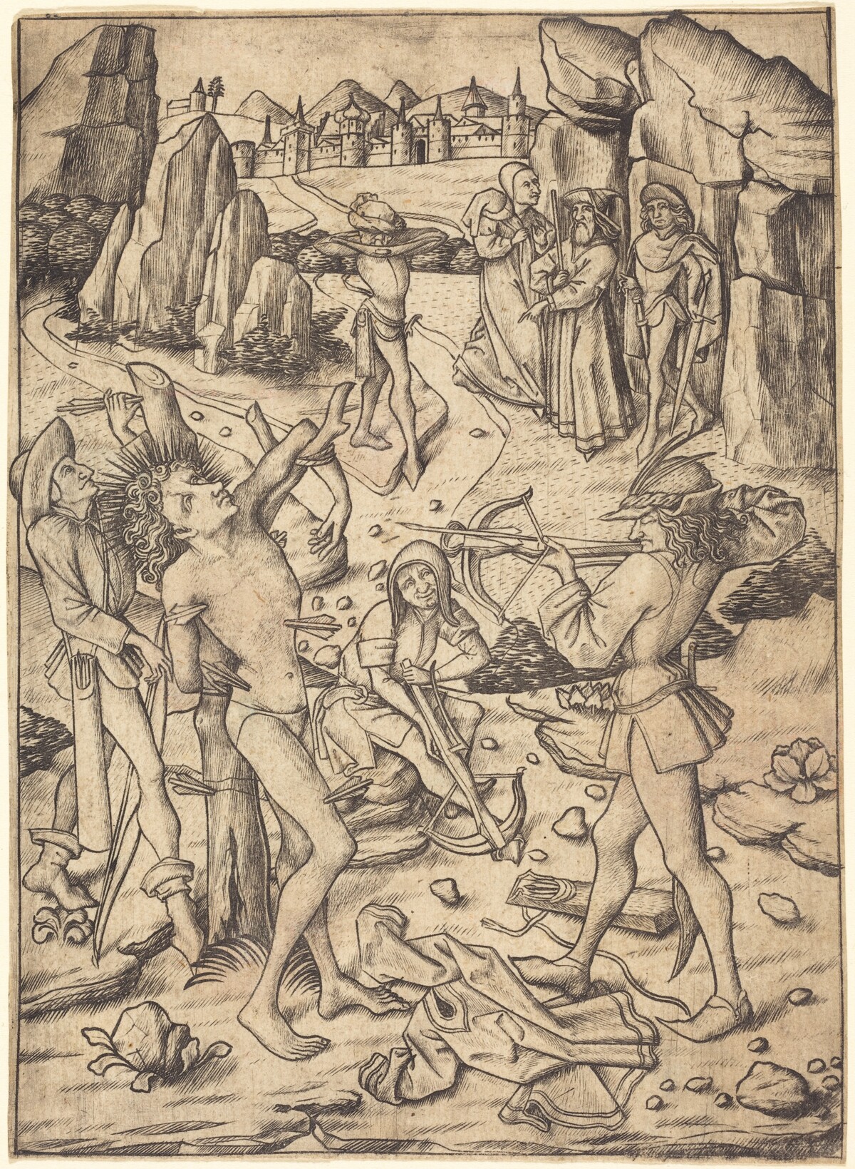 Martyrdom of Saint Sebastian by Master E.S.