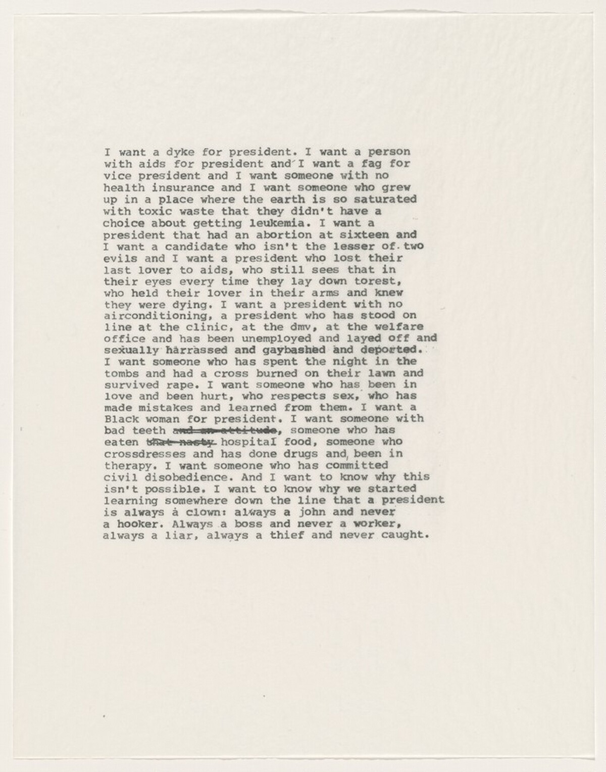 I want a president by Zoe Leonard