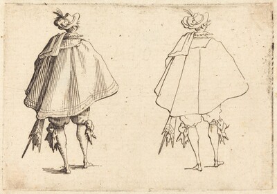 Gentleman in Large Mantle, Seen from Behind