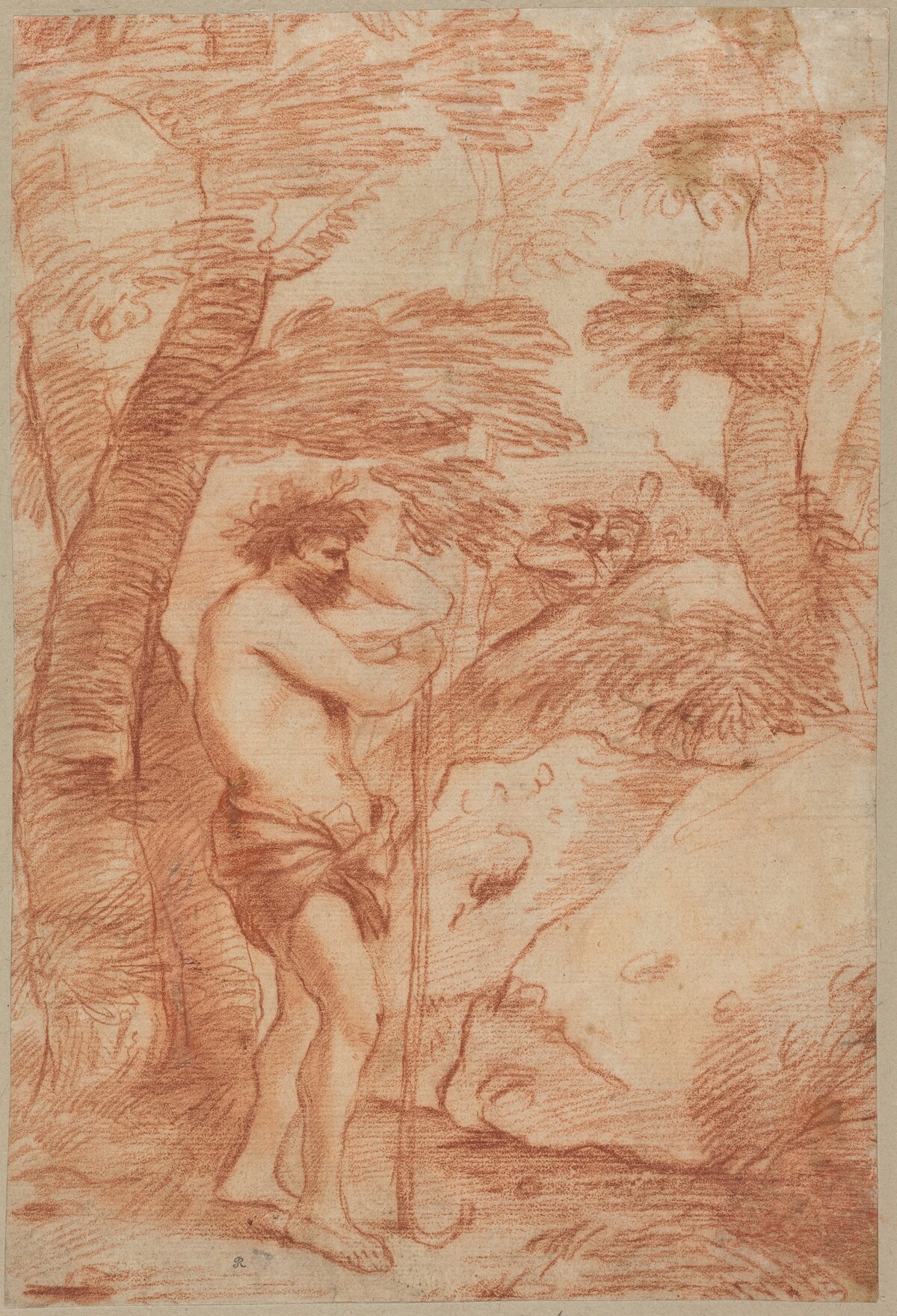 Standing Shepherd in a Landscape by Andrea De Leone