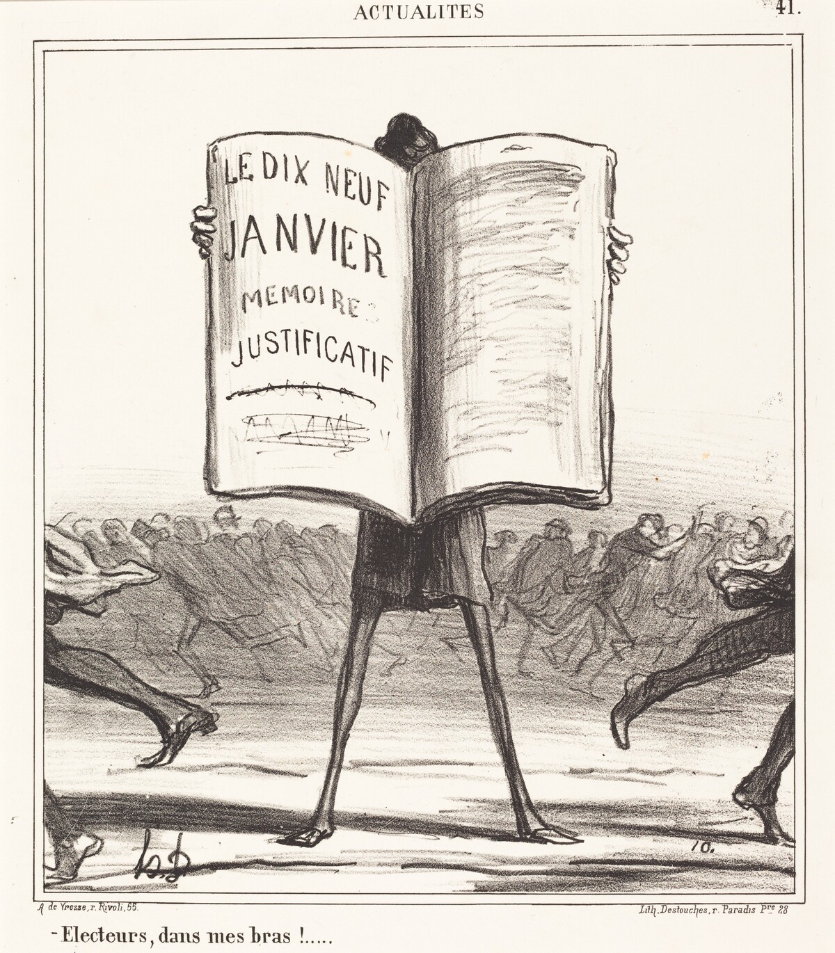 Électeurs, dans mes bras!... by Honoré Daumier