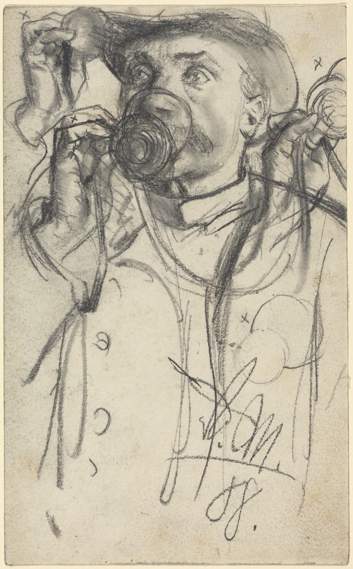 Studies of a Man Drinking by Adolph Menzel