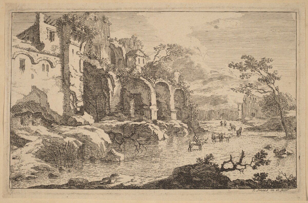 Building in Ruins at the Side of a River by Jan Smees