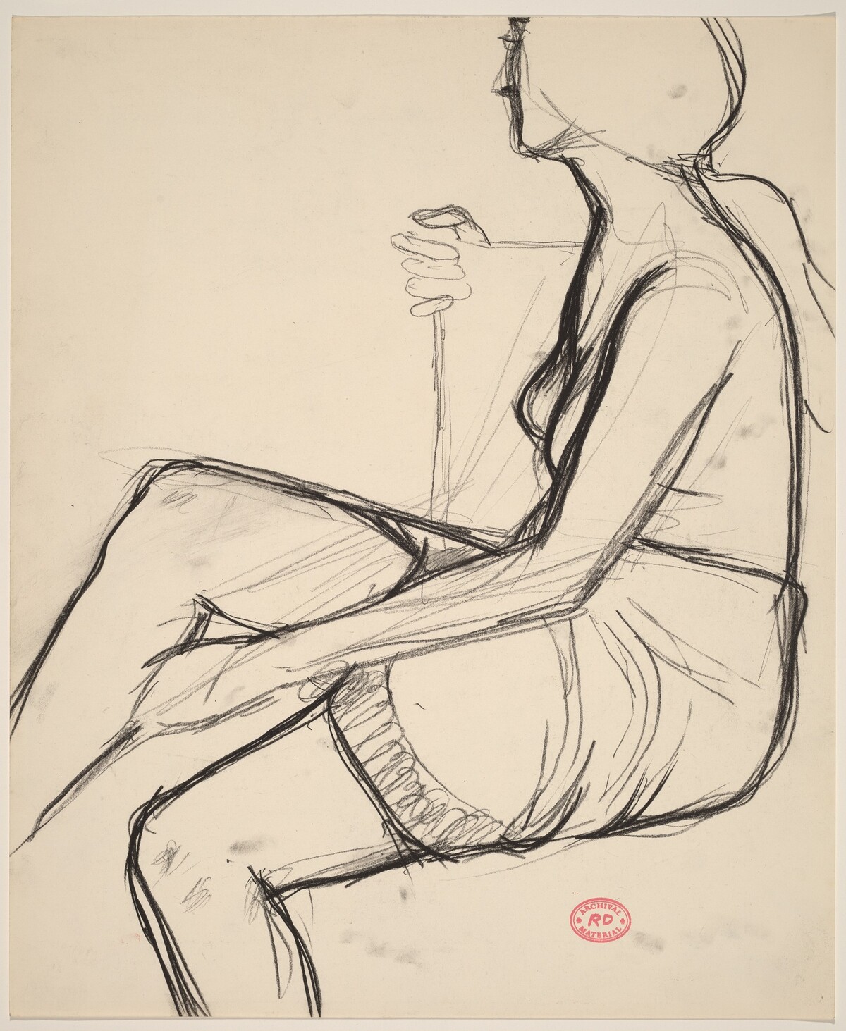 Untitled [seated woman in a skirt with a textured hemline] by Richard Diebenkorn