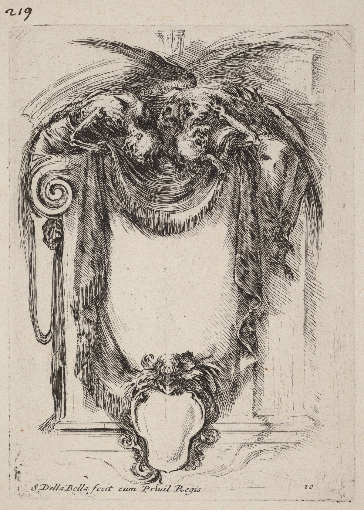 Cartouche Suspended from Corpses by Stefano Della Bella