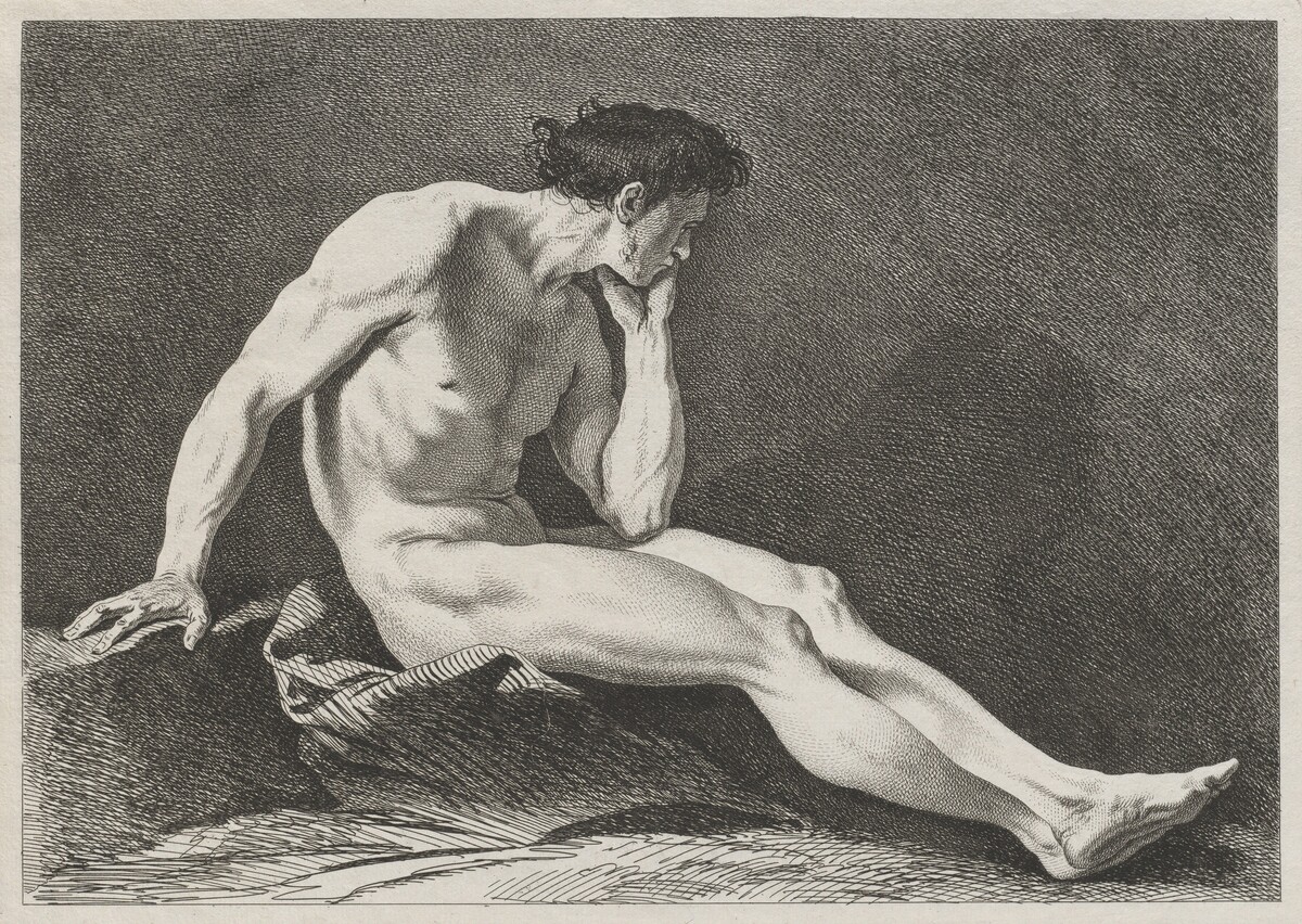 Seated Man with Head in Hand by Carle Van Loo