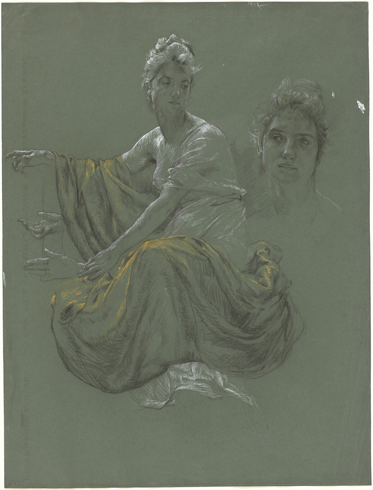 Elegant Young Woman in Classical Drapery by Otto Greiner