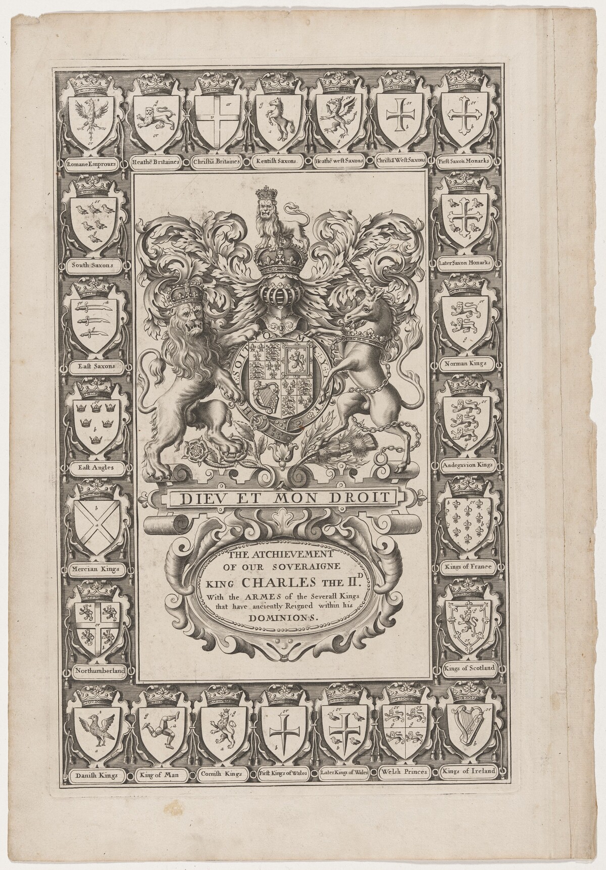 Title Page for the Achievement of Our Sovereign King Charles the Second by Jodocus Hondius I