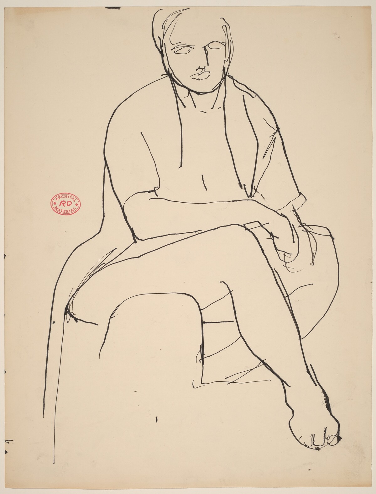 Untitled [seated female nude with right foot forward] by Richard Diebenkorn