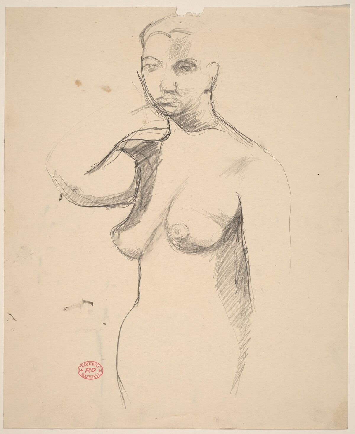Untitled [standing female nude with raised right arm] by Richard Diebenkorn