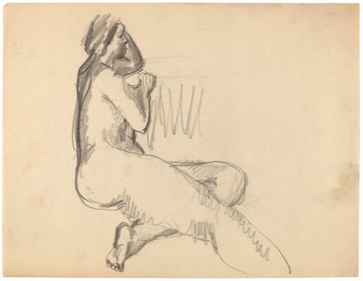 Side View of Seated Nude, Right Leg Extended, Left Leg Tucked Under by Mark Rothko