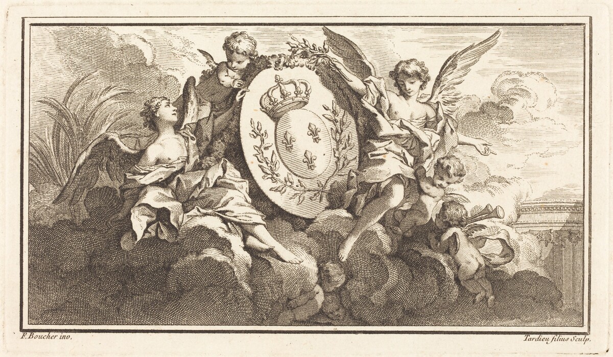 Royal Coat of Arms of Louis XV by Pierre François Tardieu or Jacques Nicolas Tardieu after François Boucher