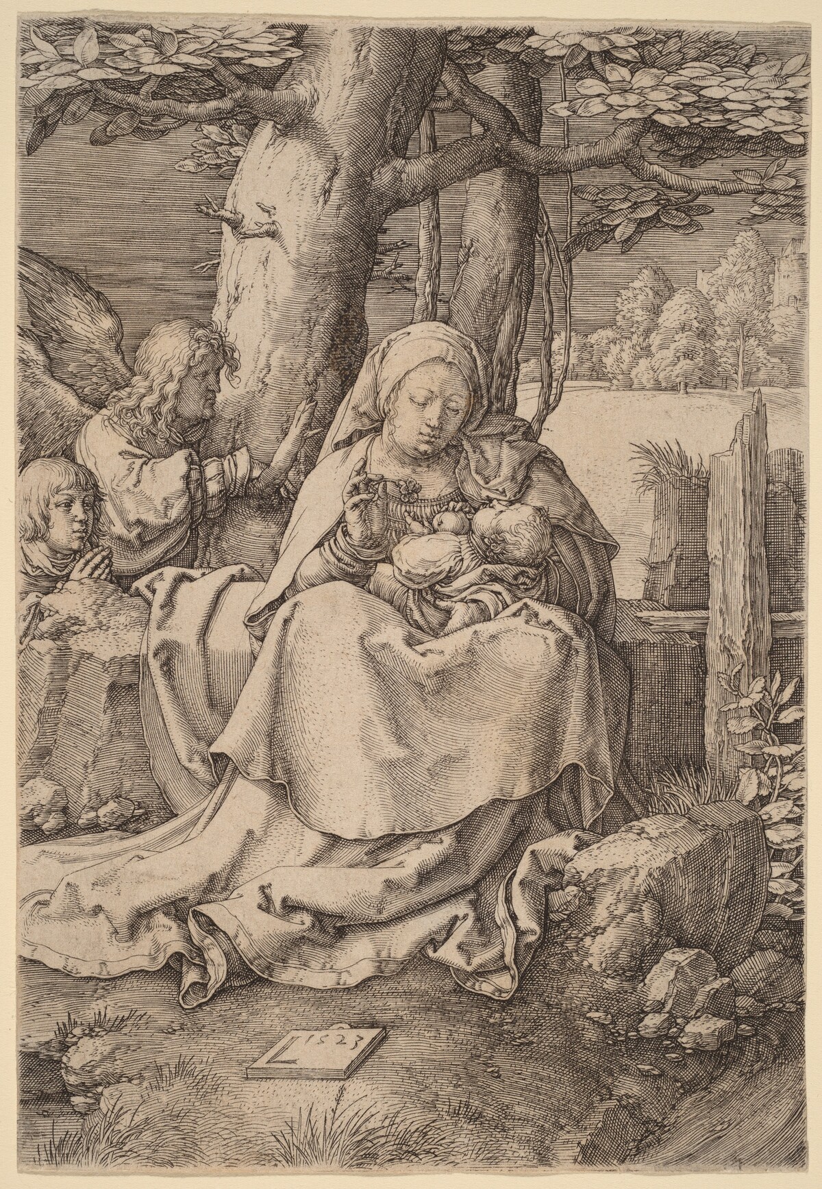 The Virgin and Child with Two Angels by Lucas van Leyden