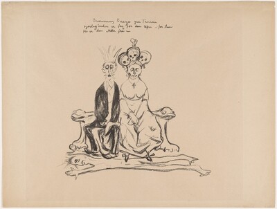 Caricature: Queen Drage on Her Throne